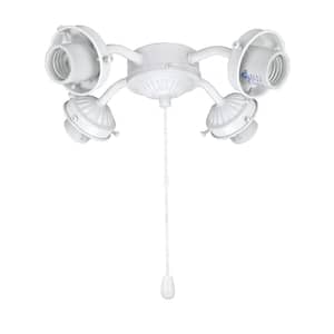 4-Light 9 in. Painted White Ceiling Fan Fitter Light Kit with Pull Chain (1-Pack)