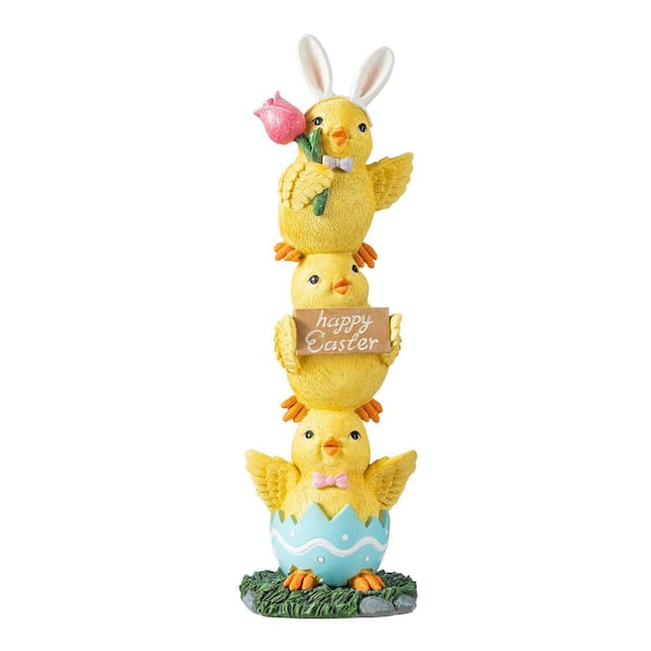 13.25 in. H Easter Resin Stackable Chickens Table Decor