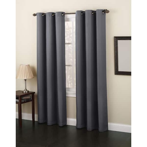 Unbranded Charcoal Solid Grommet Room Darkening Curtain - 48 in. W x 84 in. L
