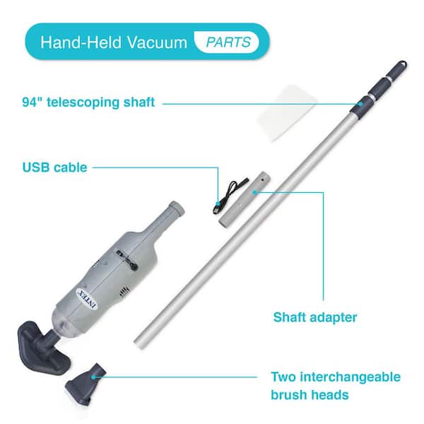 Rechargeable Handheld Above Ground Pool Vacuum Cleaner with 2 Brush Heads