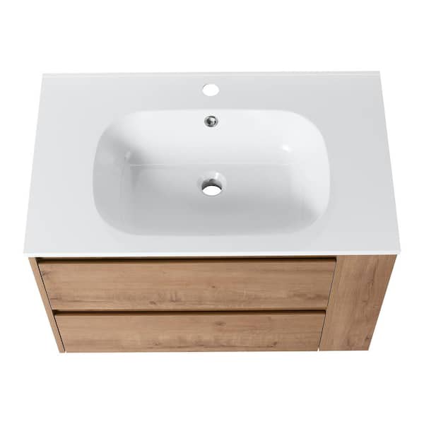 Victoria 30 in. W x 18 in. D x 19 in. H Floating Modern Design Single Sink Bath Vanity with Top and Cabinet in Wood