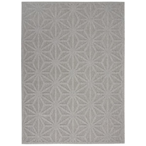 Palamos Light Grey 6 ft. x 9 ft. Textured Geometric Contemporary Indoor/Outdoor Area Rug