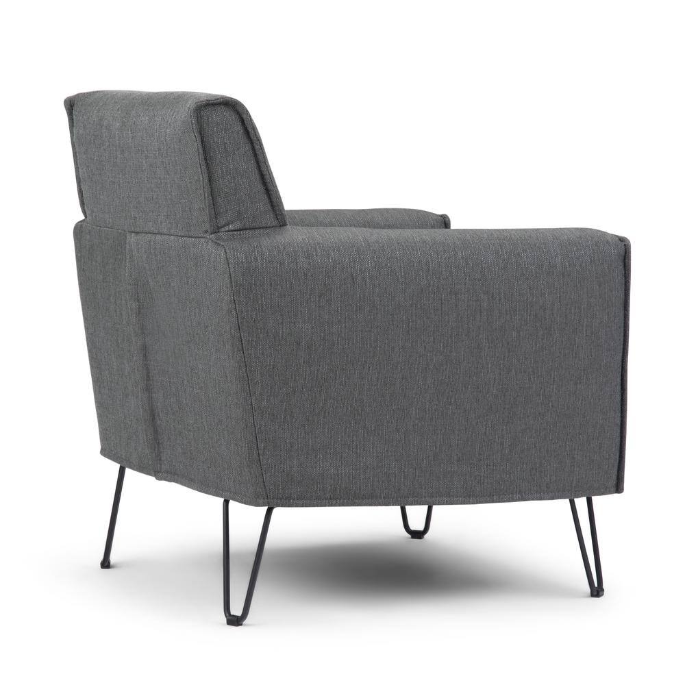 Slate Grey Faux Leather Handcrafted Wood Accent Chair