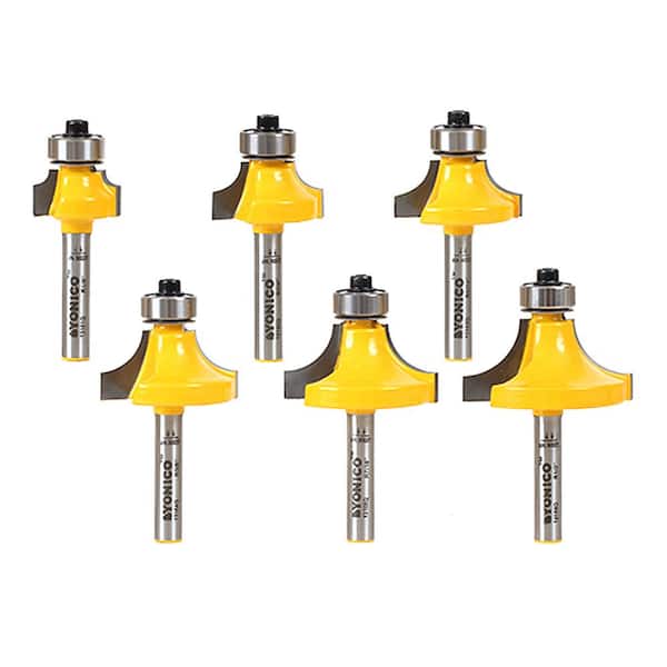 Yonico Round Over Bead Edge Forming 1/4 in. Shank Carbide Tipped Router Bit Set (6-Piece)