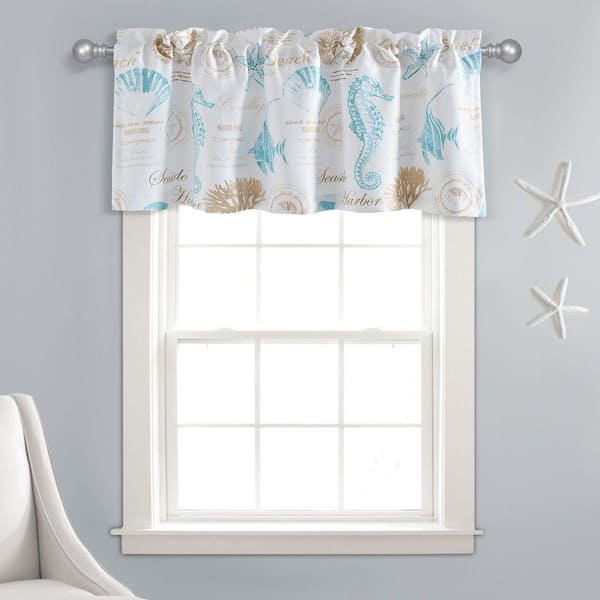 Harbor Life Light Filtering Valance Blue/Taupe Single 52x18+2