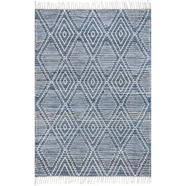 nuLOOM Salley Blue 8 ft. x 10 ft. Geometric Cotton Area Rug
