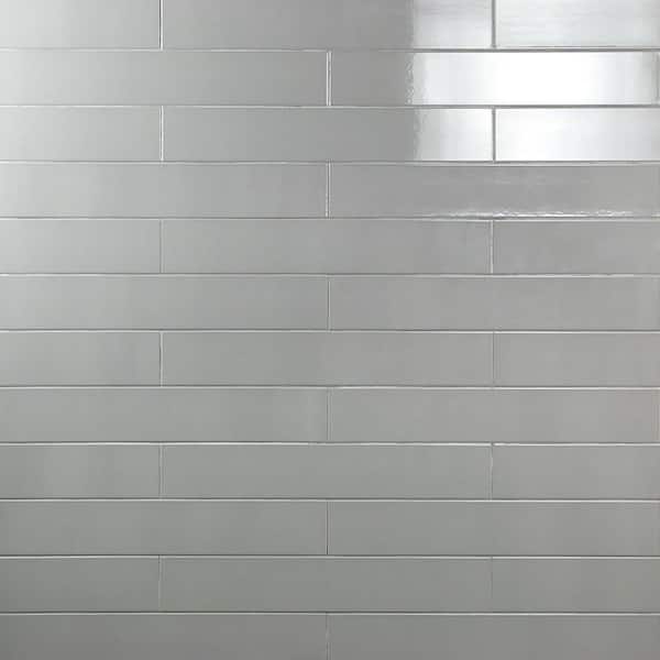 Ivy Hill Tile Zekke Dark Gray 4 in. x 24 in. x 10mm Polished Porcelain Subway Wall Tile (15 pieces / 9.68 sq. ft. / box)