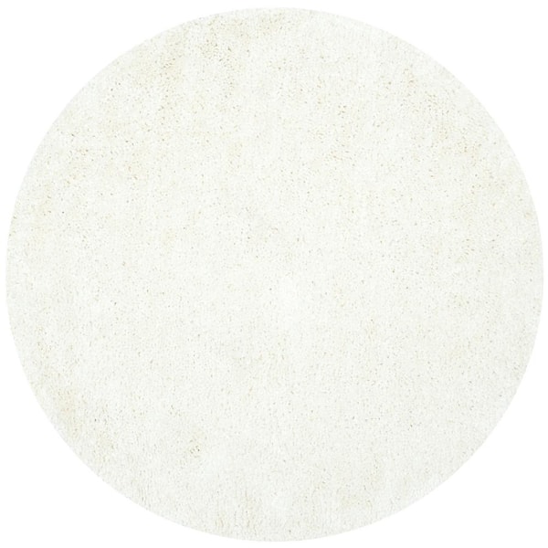 SAFAVIEH Popcorn Shag Ivory 6 ft. x 6 ft. Round Solid Area Rug