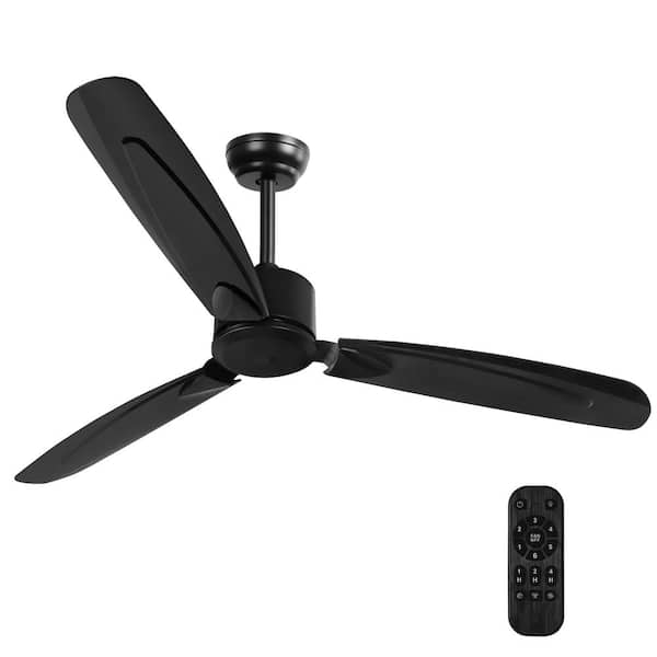 48 in. Indoor/Covered Outdoor Black Ceiling Fan with Remote Control