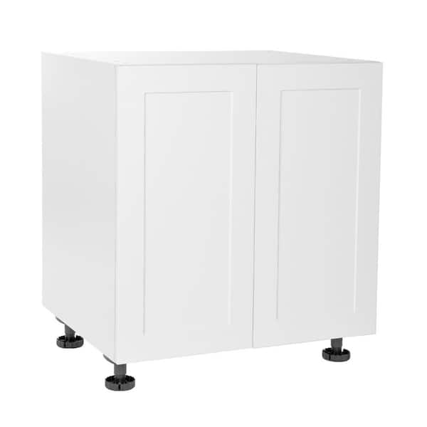 Cambridge Quick Assemble Modern Style, Shaker White 27 in. Base Kitchen Cabinet, 2 Door (27 in. W x 24 in. D x 34.50 in. H)