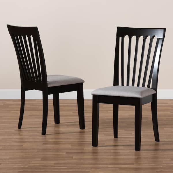 Minette Grey and Espresso Brown Fabric Dining Chair (Set of 2)