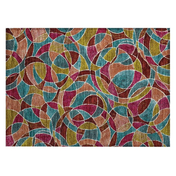 Chantille Machine Washable Indoor/Outdoor Abstract ACN2208 Merlot 1 ft. 8 in. x 2 ft. 6 in. Accent Rug
