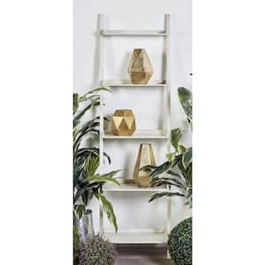 69 in. White Wood Traditional 5 Shelf Shelving Unit