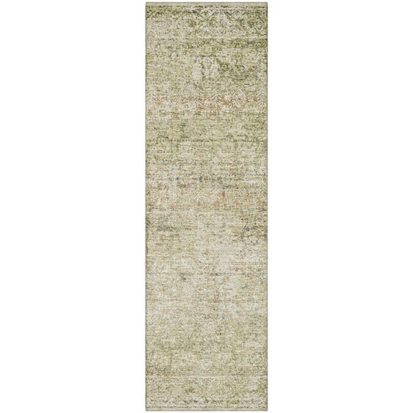 Mayfield Premium Machine Washable Abstract AMF2103 Sage 2 ft. x 7 ft. Runner Rug