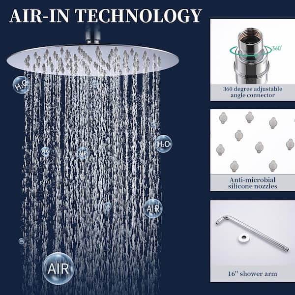 2-Spray Patterns with 2 GPM 10 in. Wall Mount Dual Shower Heads with High Pressure Shower head in Brushed Nickel