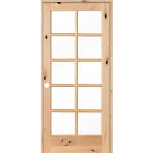 36 in. x 80 in. Knotty Alder 10-Lite Low-E Insulated Glass Solid Right-Hand Wood Single Prehung Interior Door