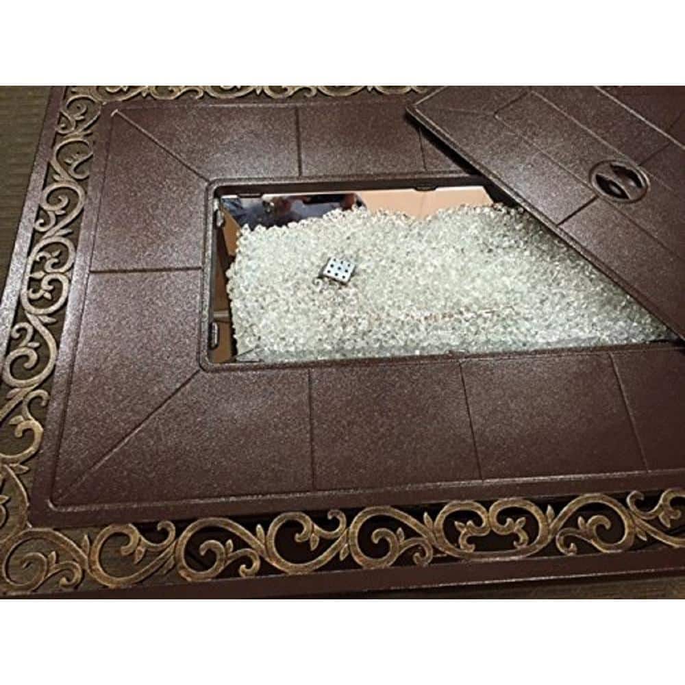 Elegant Bronze Rectangular Gas Fire Pit Table