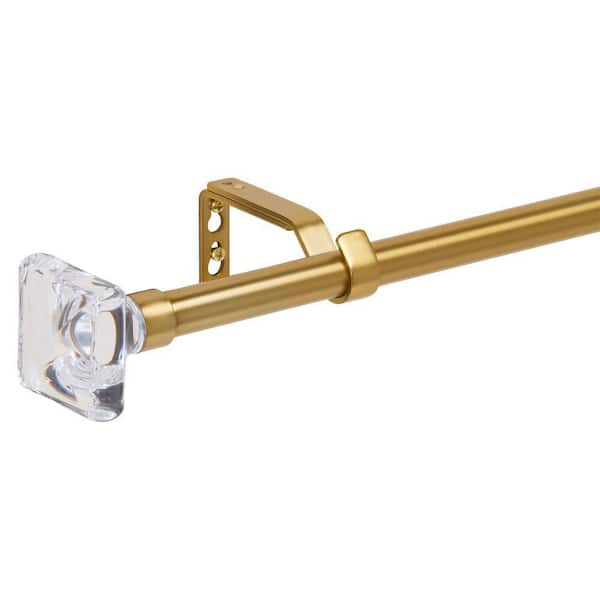 36 in. - 66 in. Telescoping 3/4 in. Single Rod Set in Gold with Acryclic Square Finial