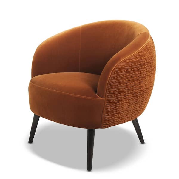 Jennifer Taylor London Mid Century Modern Ruched Barrel Chair Burnt Orange 60280 Mvo The Home Depot