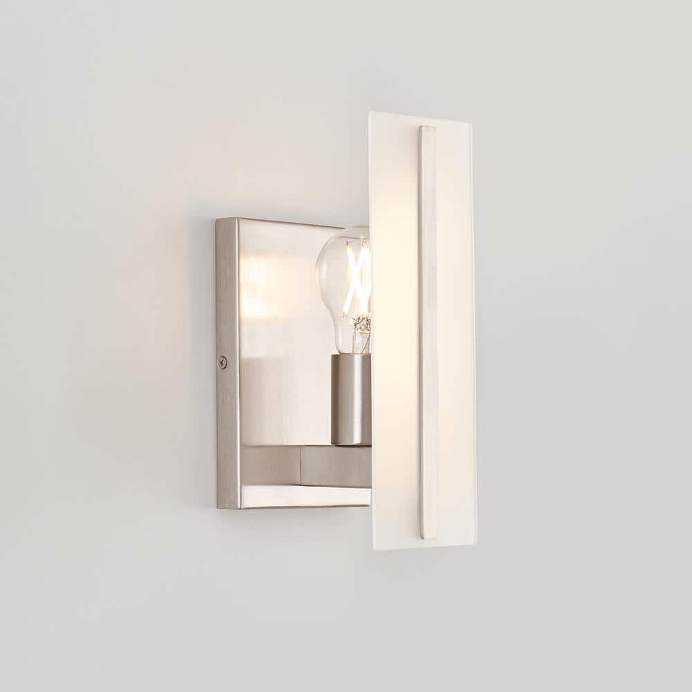 Elegant Brushed Nickel Vanity Sconce with Satin Etched Glass