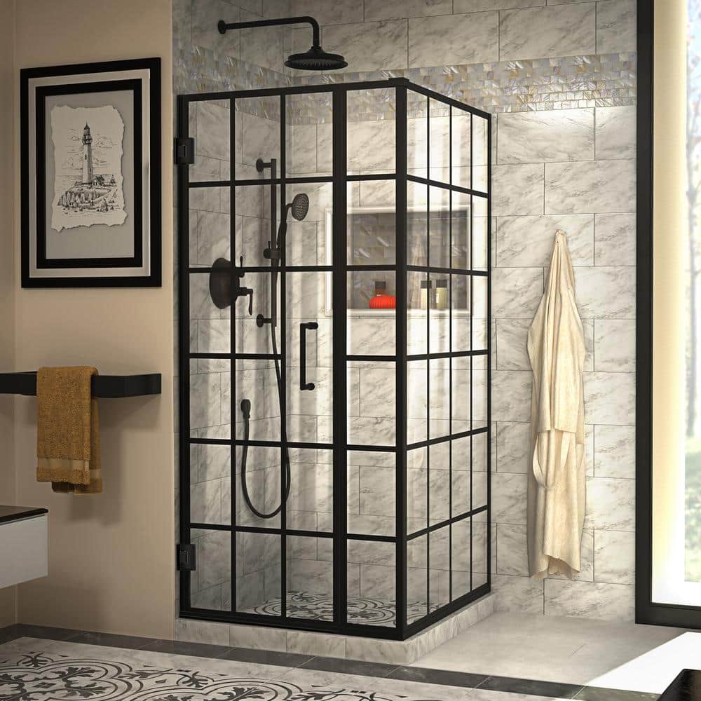 Unidoor Toulon 34 in. D x 34 in. W x 72 in. H Frameless Corner Hinged Shower Enclosure in Matte Black price history on PriceWatchPro