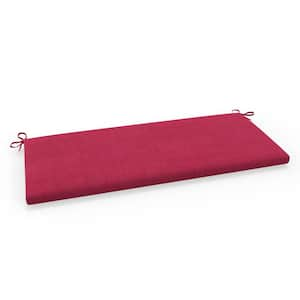 Solid Twill 45 in W x 3 in H Rectangular Outdoor Bench Cushion with Ties 1-Count in Splash Raspberry