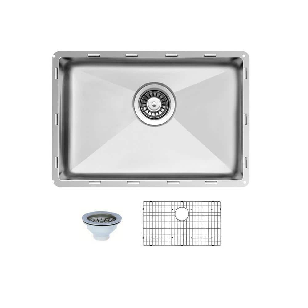 TopZero Undermount Stainless Steel 26 in. Single Bowl Kitchen Sink