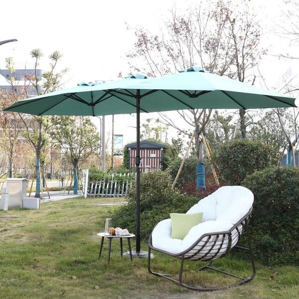 large green patio umbrella The Grande Square Unrivaled in its size and beauty Nature Spring Offset Swivel Patio