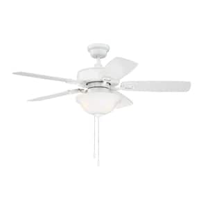 Twist N Click 42 in. Indoor White Dual Mount 3-Speed Finish Ceiling Fan w/Frosted Glass Bowl Light Kit Included