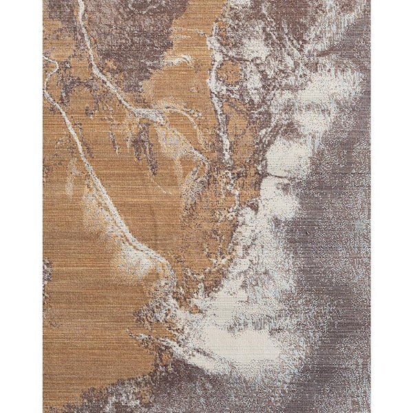 Calabria Marbled Earthy 6 ft. x 12 ft. Abstract Area Rug
