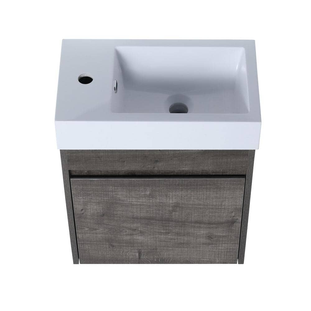 10 in. W x 18 in. D x 23 in. H Bath Vanity in Plaid Grey Oak with White Cer