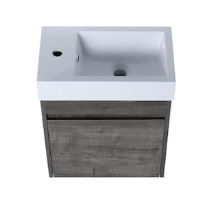 10 in. W x 18 in. D x 23 in. H Bath Vanity in Plaid Grey Oak with White Ceramic Top