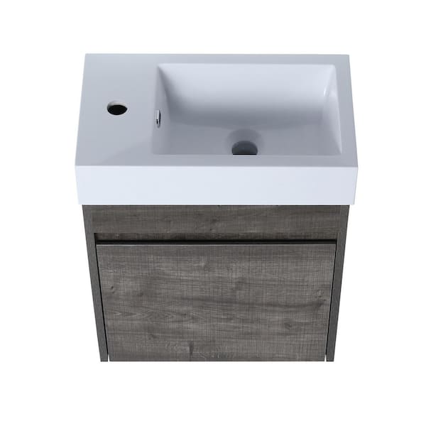 10 in. W x 18 in. D x 23 in. H Bath Vanity in Plaid Grey Oak with White Ceramic Top