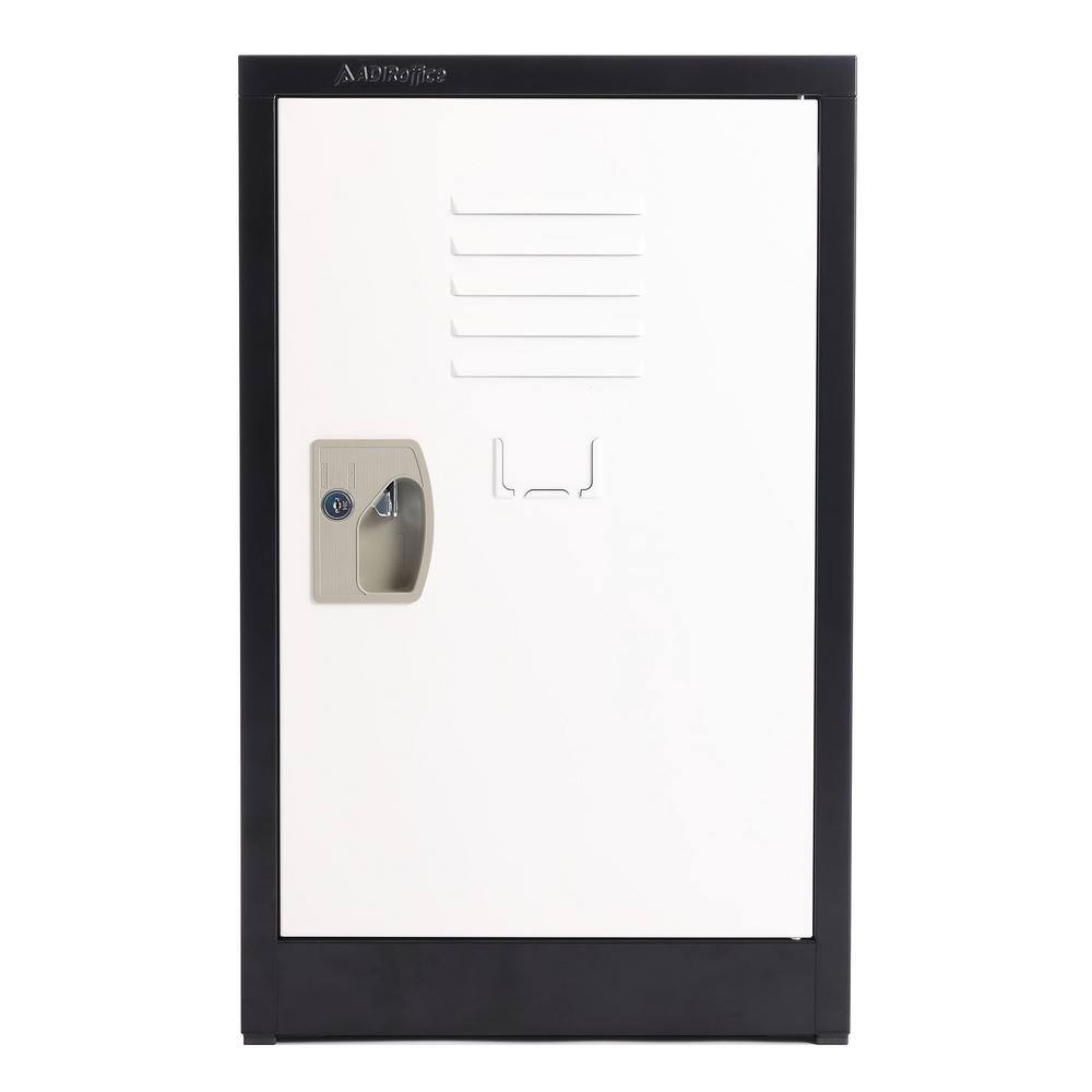 24" Black and White Steel Freestanding Office Lockers, Set of 2