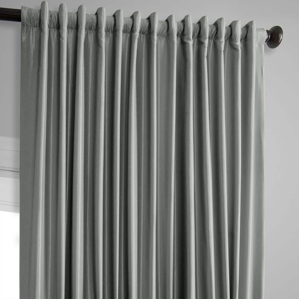 Silver Faux Silk Blackout Curtains 108 Inches Long