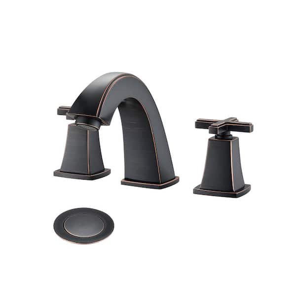 Unbranded 8 in. Widespread 2-Handle Bathroom Faucet With Pop-Up Drain Assembly in Oil Rubbed Bronze