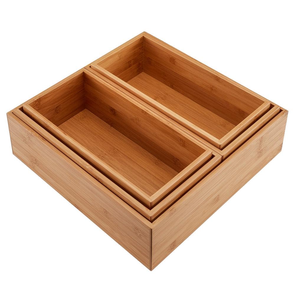 Natural Bamboo Multi-Size Storage Organizer Box Set