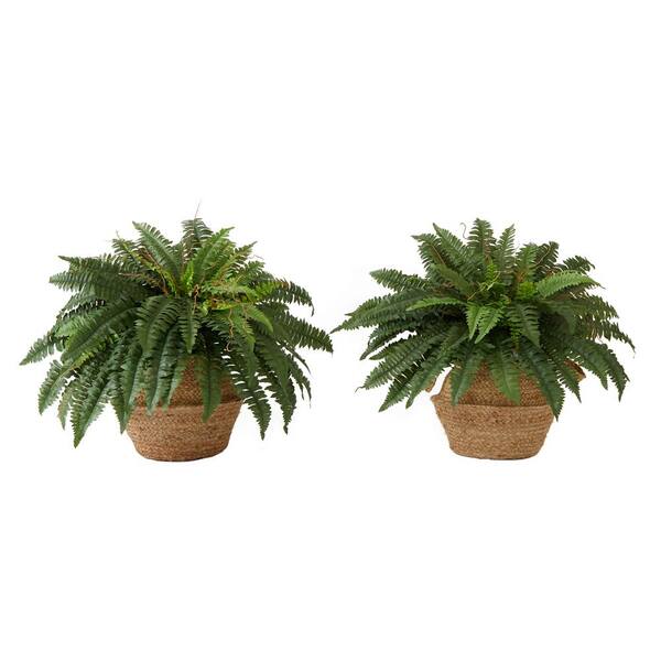 Nearly Natural 23 in. Artificial Green Boston Fern Plant with Handmade