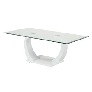 Tafthall 50 in. White Rectangle Glass Coffee Table