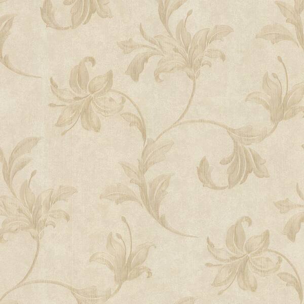 Mirage Palace Neutral Floral Scroll Wallpaper