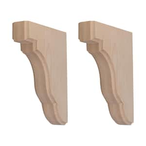 1-3/4 in. x 9-1/2 in. x 7-1/2 in. Unfinish North American Hard Maple Wood Traditional Plain Corbel (2-Pack)