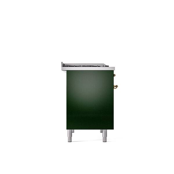 Nostalgie II 40 in. Dual Fuel Natural Gas Range with 6-Burnerss, Brass Trim in Emerald Green
