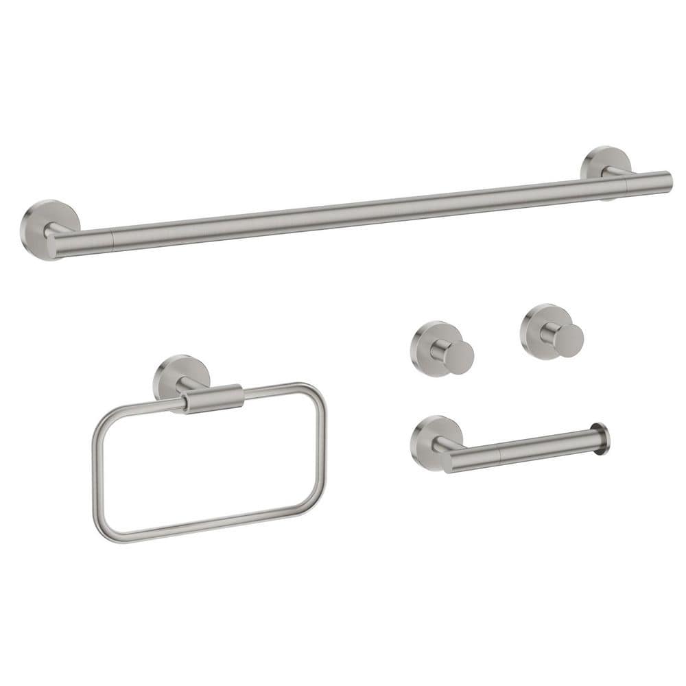 5-Piece Bath Hardware Set with Towel Rack, Toilet Paper Holder, Towel Ring and 2-Towel Hook Brushed Nickel price history on PriceWatchPro