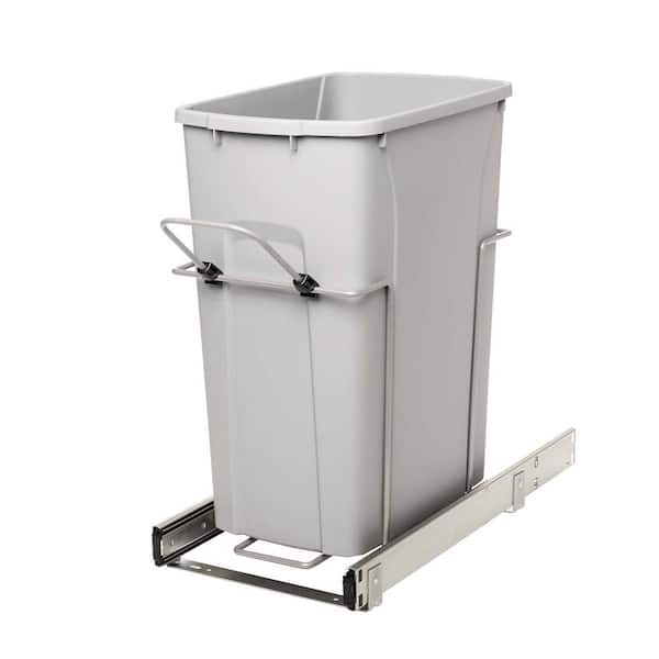 Real Solutions for Real Life 18.80 in. H x 9.65 in. W x 20 in. D Platinum Steel In-Cabinet 29 Qt. Single Pull-Out Trash Can