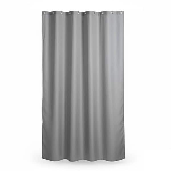 72 in. L x 48 in. W Small Stall Grey Shower Curtain Narrow Size + 8 Matching Rings