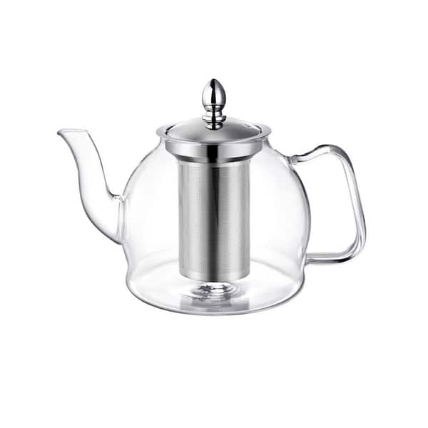 6-Cup 33 fl oz. Glass Tea Pot with Removable Infuser, Stovetop Safe Tea Kettle, Blooming and Loose Leaf Tea Maker Set