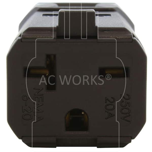 AC WORKS NEMA 6-20R 20A 250V Clamp Style Square Connector in Black