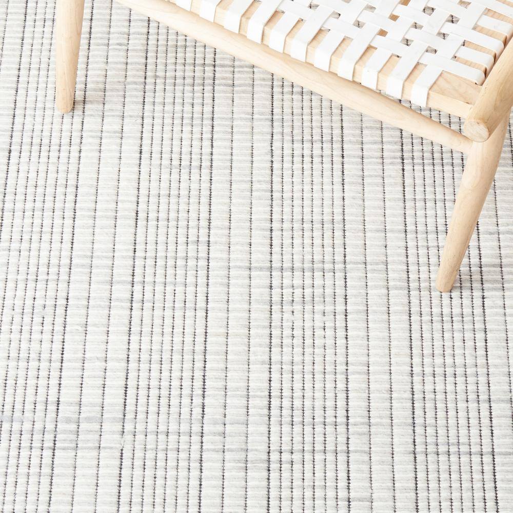 Gray and Beige Wool Stripe Flat Woven 8' x 10' Rug