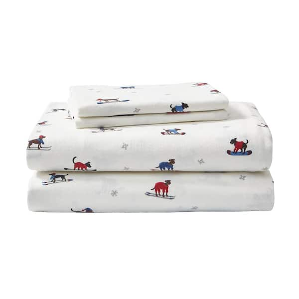 Eddie Bauer 3-Piece Ski Patrol Multicolored Graphic Flannel Twin Sheet Set