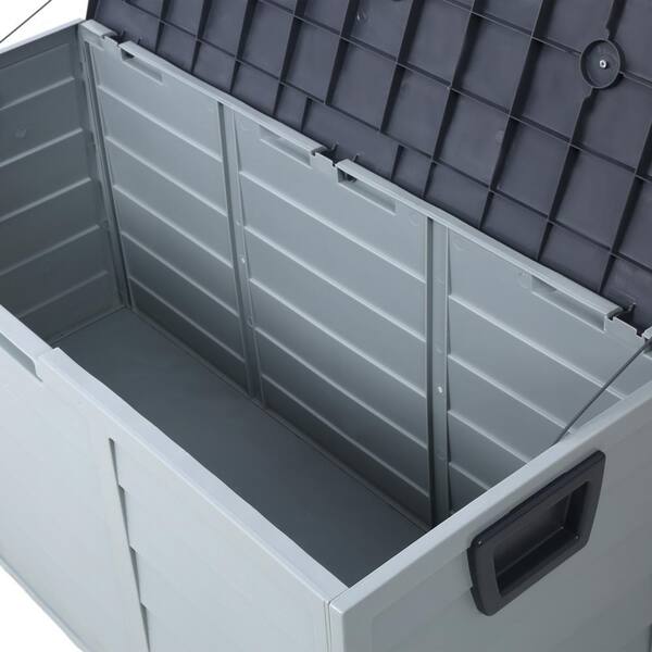 75 Gal. Gray Resin Patio Plastic Deck Box with Wheels, All Weather